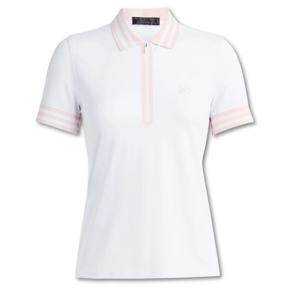 Gfore Embossed Logo Quarter Zip Tech Pique Golf Polo Snow - FA23