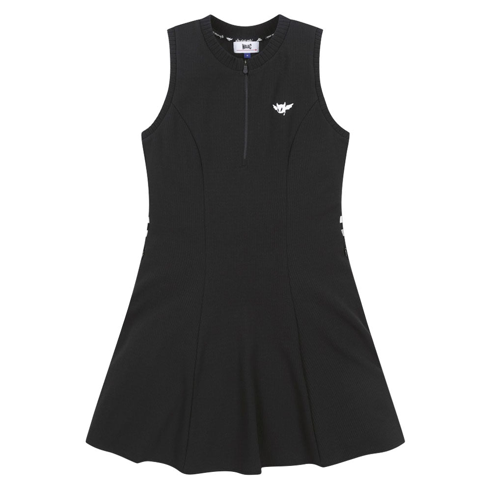 WAAC Half Zipup Flare Golf Dress Black - 23 Women Golfio WAAC Half Zipup Flare Golf Dress Black - 23 Women Golfio