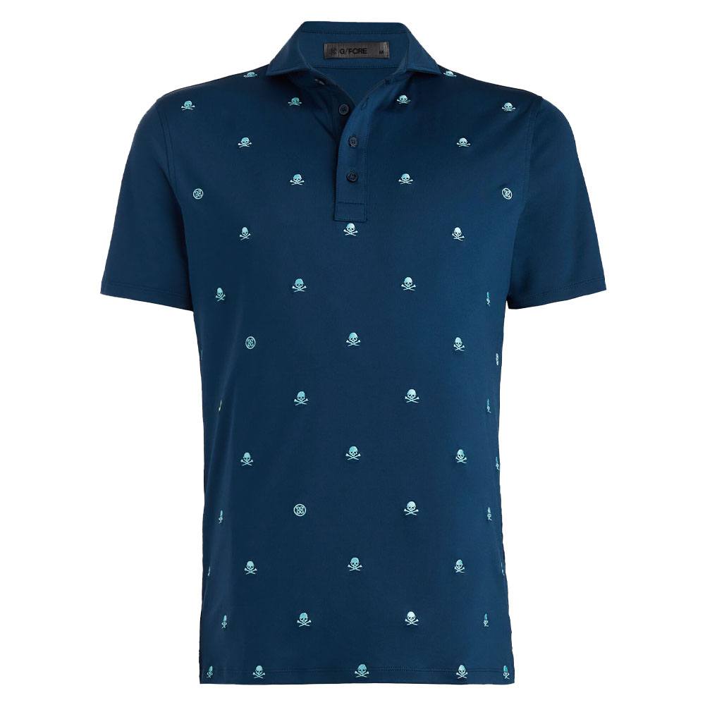 Gfore Embroidered Skull & Tees Tech Jersey Golf Polo Storm - SP24