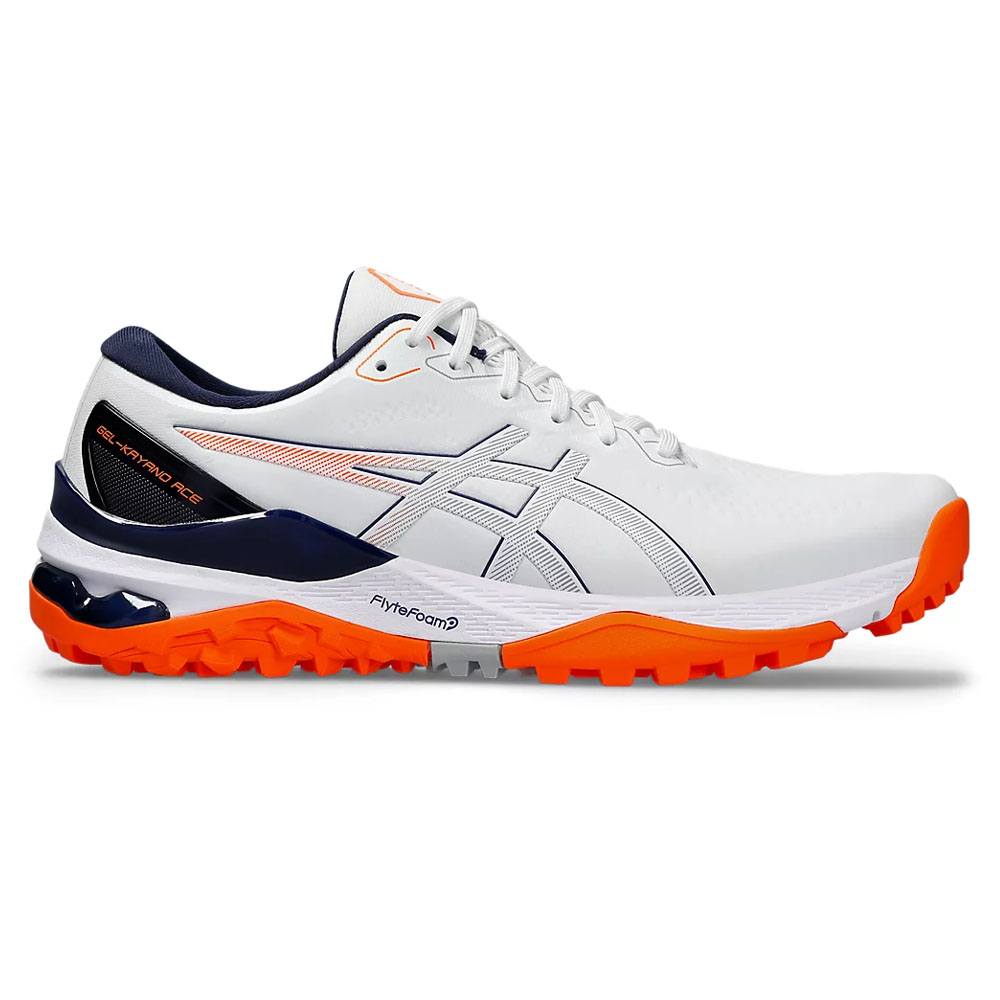 ASICS Gel-Kayano Ace 2 Spikeless Golf Shoes White/Shocking Orange