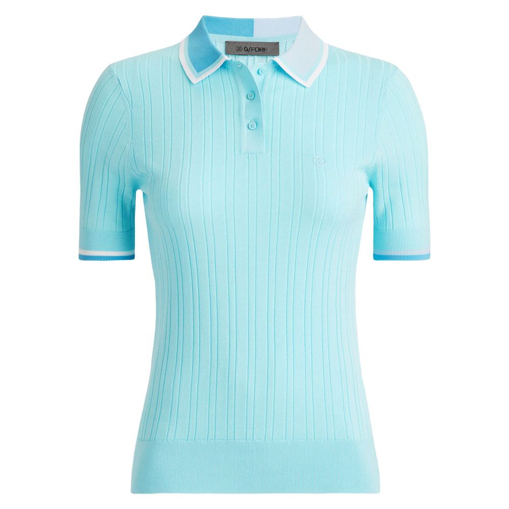 Gfore Cotton Blend Ribbed Shortsleeve Golf Polo Powder - FA24