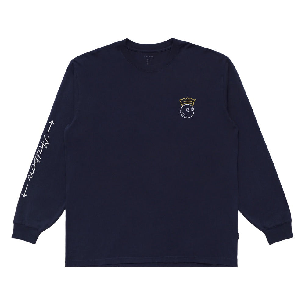 Malbon Trophy Longsleeve Round-neck Golf T-Shirt Navy - FW24 Men
