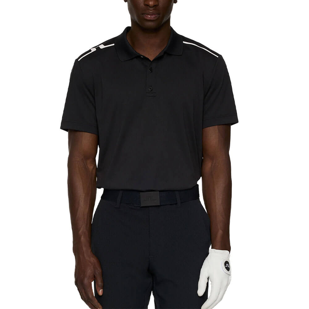 J.Lindeberg Lionel Golf Polo Black - FW25 Men – Golfio