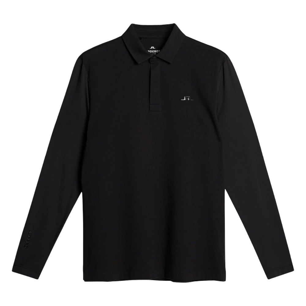 J.Lindeberg Sean Hybrid Longsleeve Golf Polo Black - FW25 Men – Golfio
