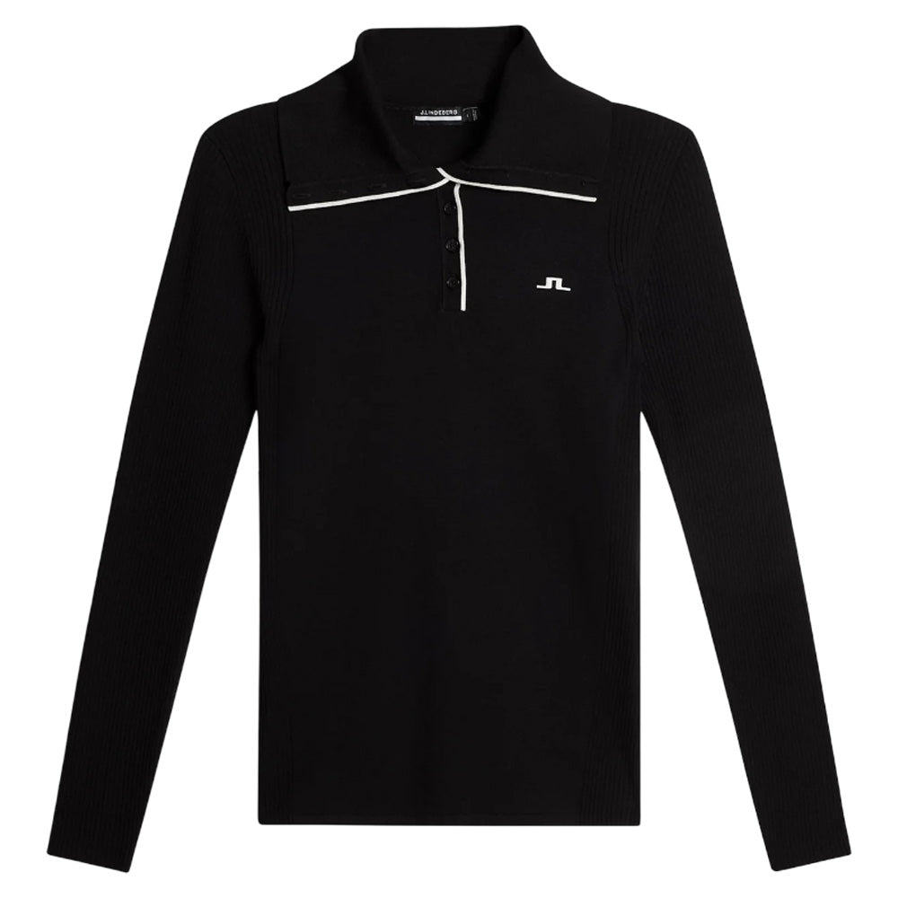 J.Lindeberg Leonie Knitted Golf Polo Black - FW25 Women – Golfio