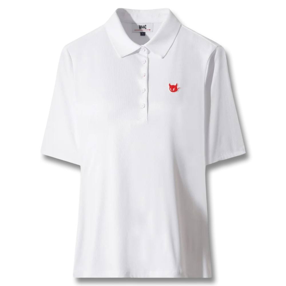 WAAC Essential Rib Jersey Golf Polo White - FW25 Women – Golfio