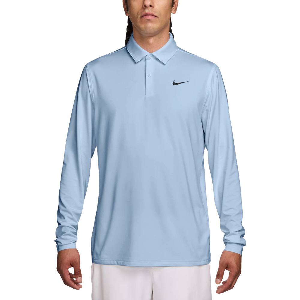 Nike Velocity Dri-FIT Long-Sleeve Golf Polo Men Shirt - Blue Nike Velocity Dri-FIT Long-Sleeve Golf Polo Men Shirt - Blue