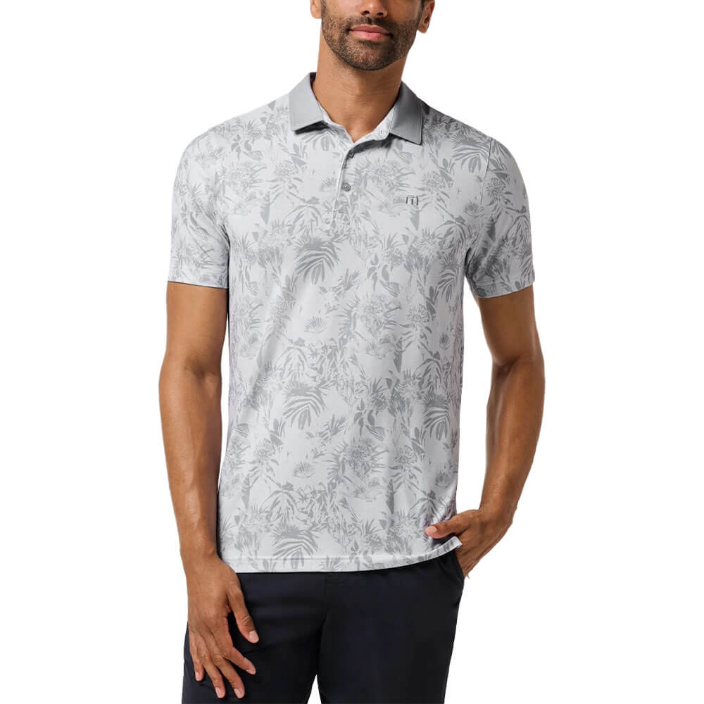 TravisMathew Featherweight Season Golf Polo Heather Light Grey