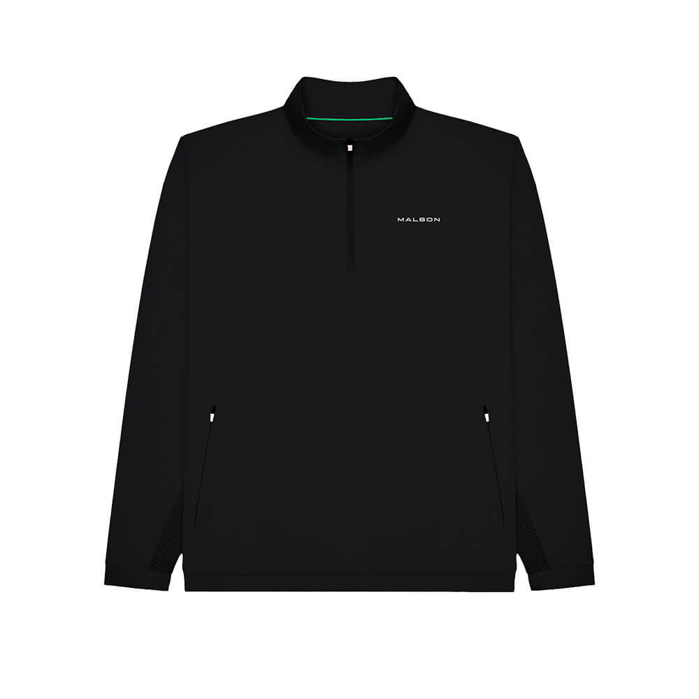 Malbon Performance Quarter Zip Shell Golf Pullover Black - FW25