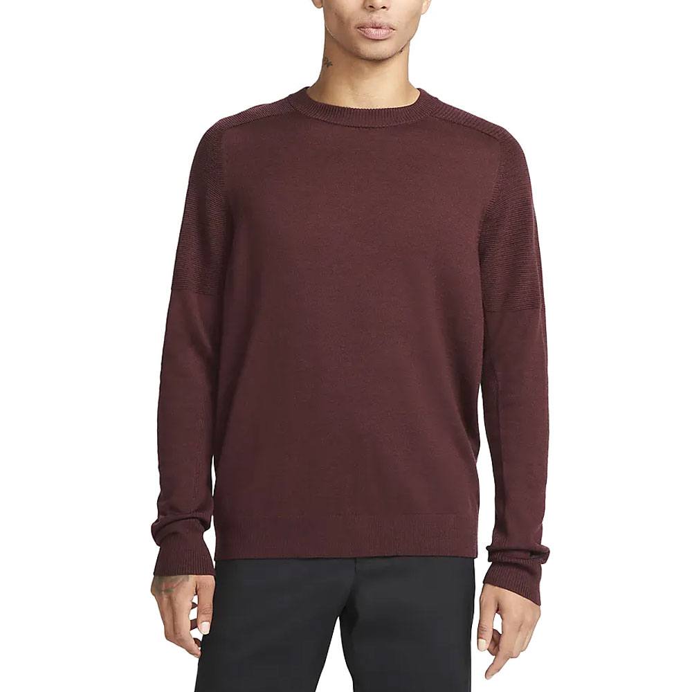 Nike Tiger Woods Knit Crew Golf Sweater Burgundy Crush/Black