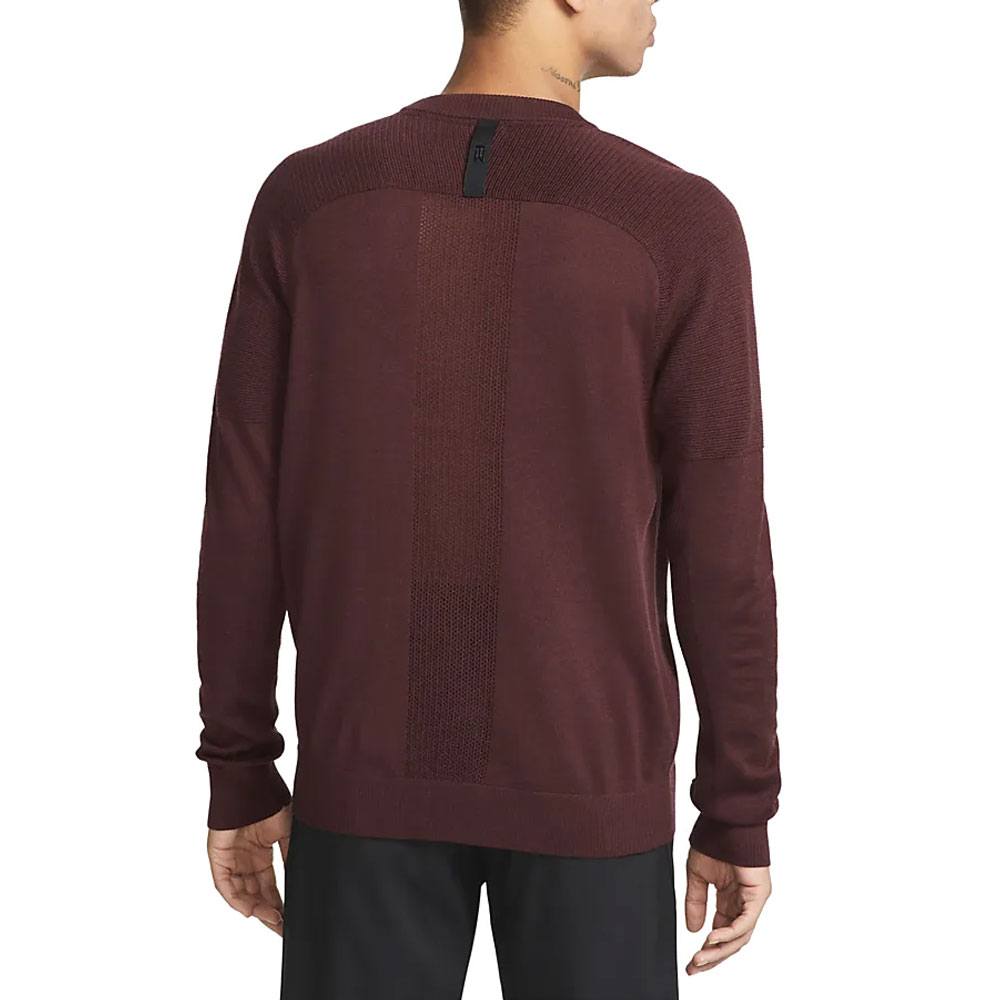 Nike Tiger Woods Knit Crew Golf Sweater Burgundy Crush/Black