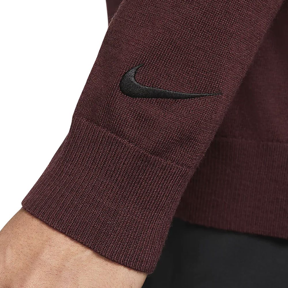 Nike Tiger Woods Knit Crew Golf Sweater Burgundy Crush/Black