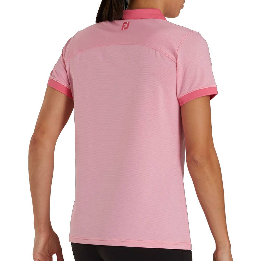 FootJoy End on End Open Collar Golf Polo Pink Azalea - SS21 Women