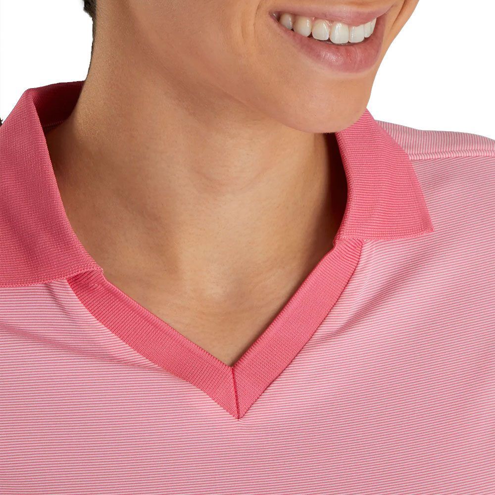 FootJoy End on End Open Collar Golf Polo Pink Azalea - SS21 Women