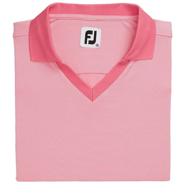 FootJoy End on End Open Collar Golf Polo Pink Azalea - SS21 Women