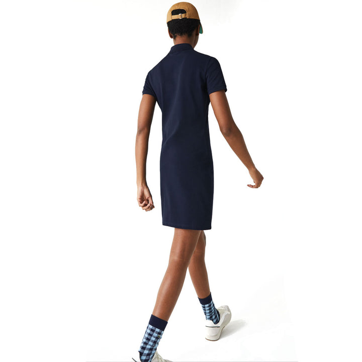 Lacoste Stretrch Cotton Pique Polo Golf Dress Navy Blue - 21 Women