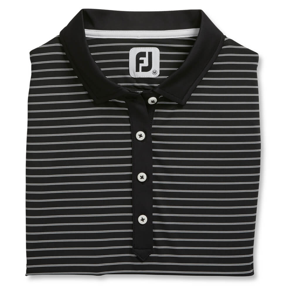 FootJoy Sleeveless Pinstripe Shirt Golf Polo Black - SS21 Women