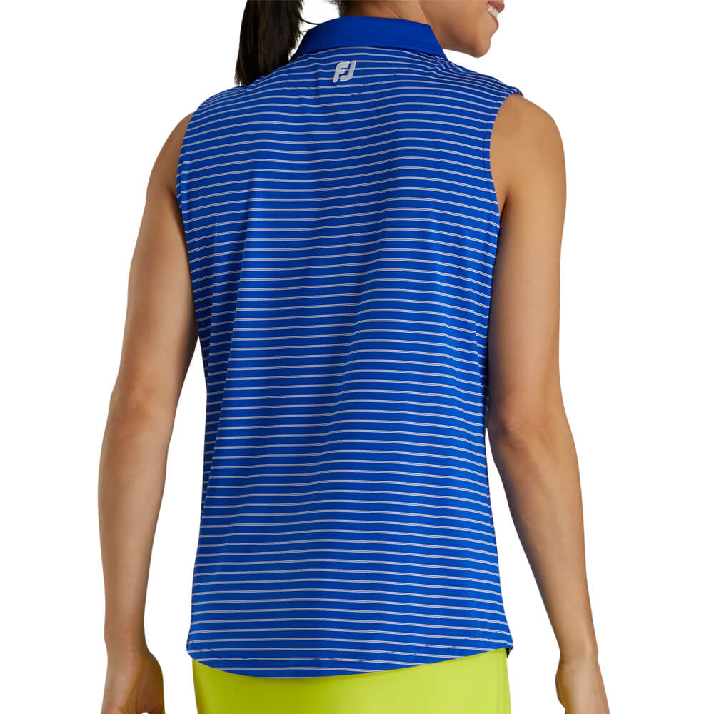 FootJoy Sleeveless Pinstripe Shirt Golf Polo Cobalt - SS21 Women