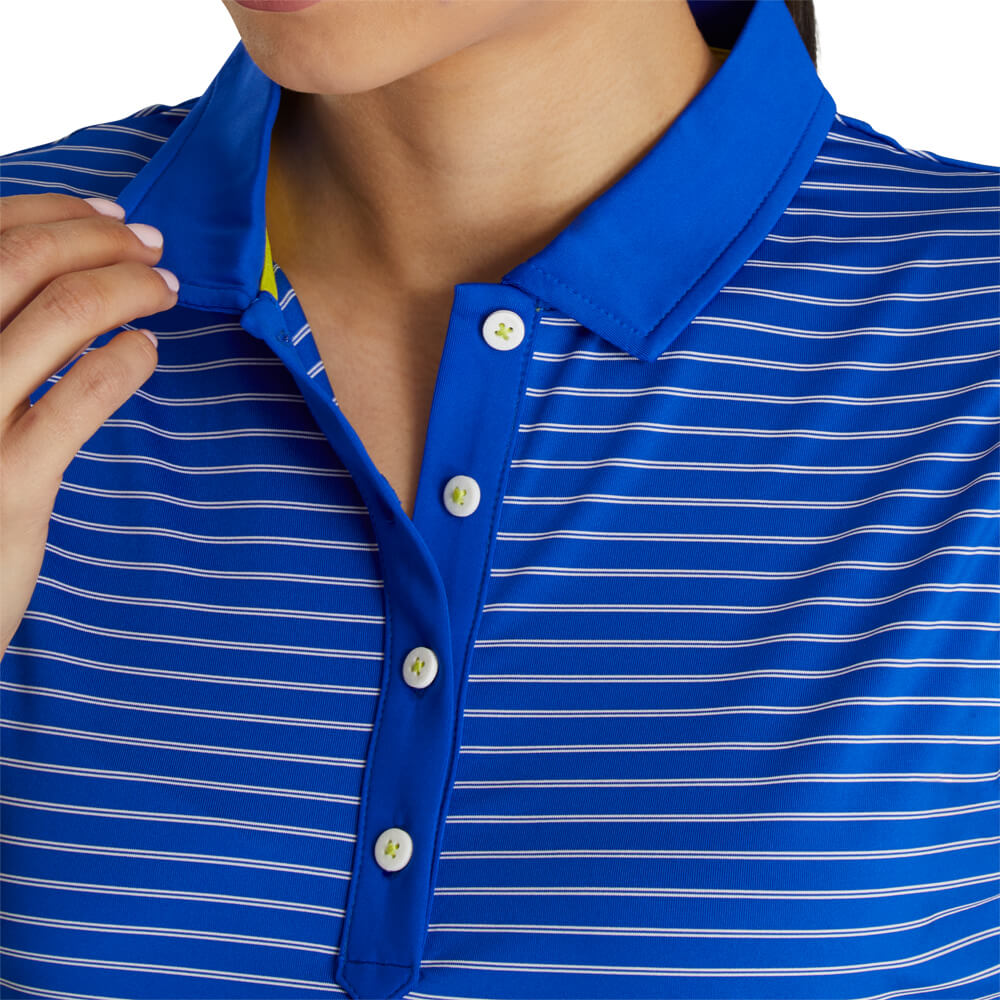 FootJoy Sleeveless Pinstripe Shirt Golf Polo Cobalt - SS21 Women