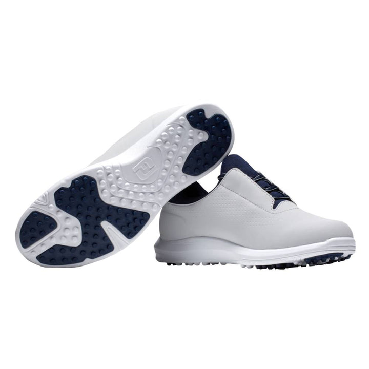 FootJoy FJ Leisure Spikeless Golf Shoes Previous Season Style Laced Light Gray/Navy White - 22 Women