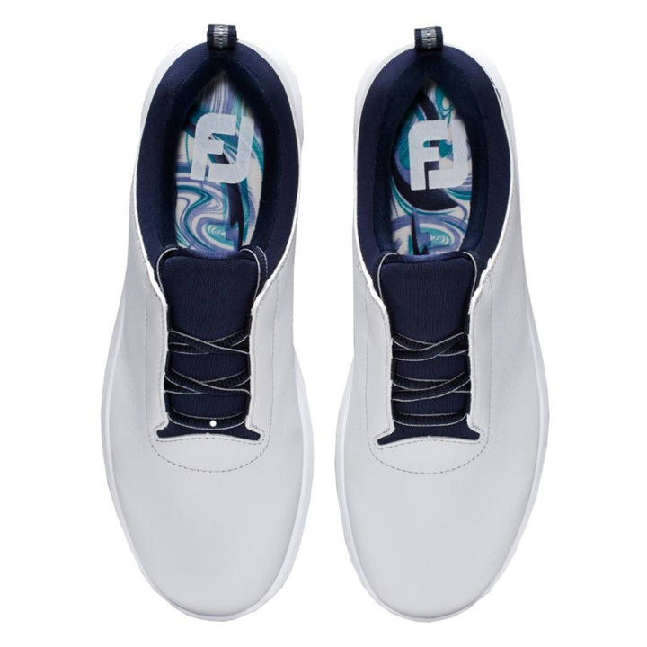 FootJoy FJ Leisure Spikeless Golf Shoes Previous Season Style Laced Light Gray/Navy White - 22 Women
