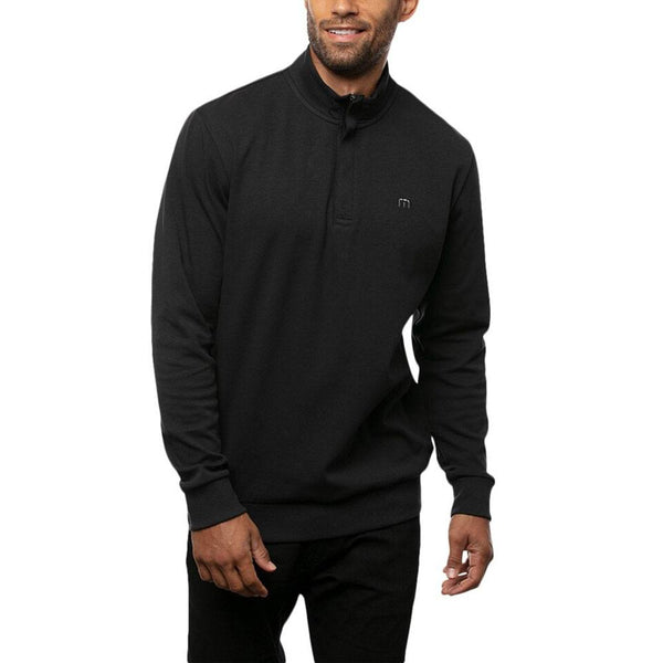 TravisMathew Cloud Quarter Zip 2.0 Golf Pullover Black - SS23 Men