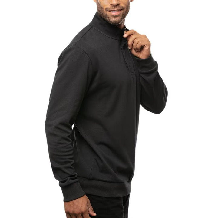 TravisMathew Cloud Quarter Zip 2.0 Golf Pullover Black - SS23 Men