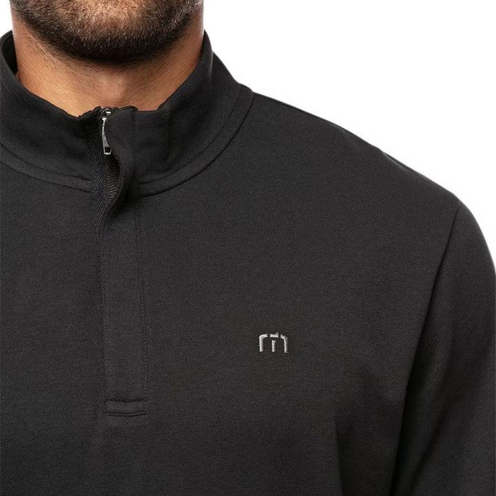 TravisMathew Cloud Quarter Zip 2.0 Golf Pullover Black - SS23 Men