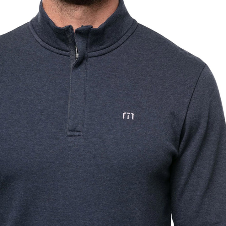 TravisMathew Cloud Quarter Zip 2.0 Golf Pullover Heather Blue - SS23 Men
