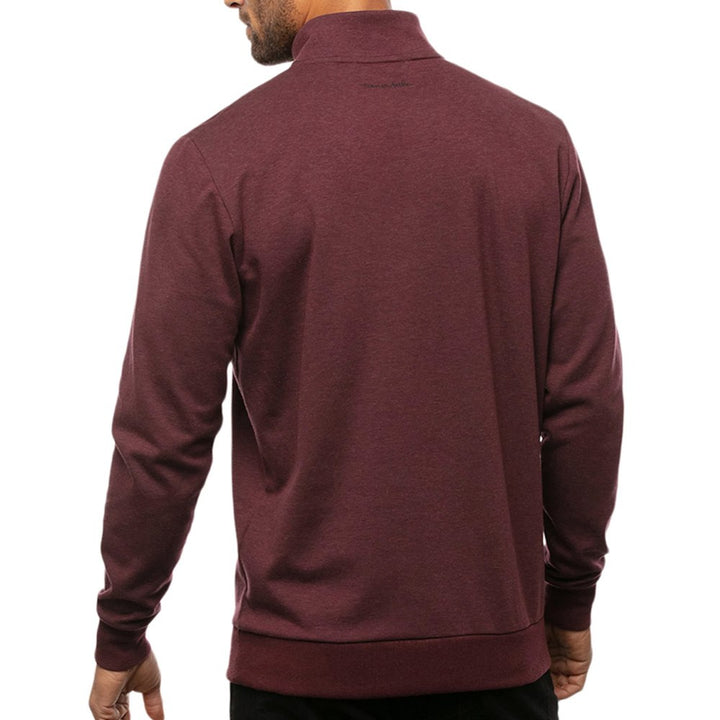 TravisMathew Cloud Quarter Zip 2.0 Golf Pullover Heather Dark Red - SS23 Men