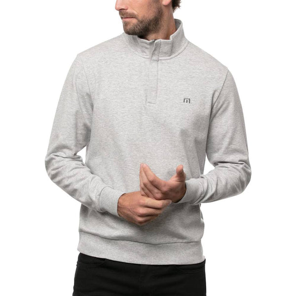 TravisMathew Cloud Quarter Zip 2.0 Golf Pullover Heather Light Gray - SS23 Men