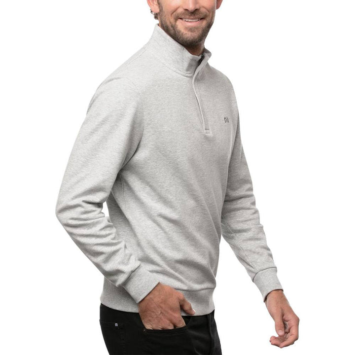 TravisMathew Cloud Quarter Zip 2.0 Golf Pullover Heather Light Gray - SS23 Men