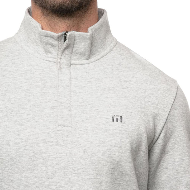 TravisMathew Cloud Quarter Zip 2.0 Golf Pullover Heather Light Gray - SS23 Men