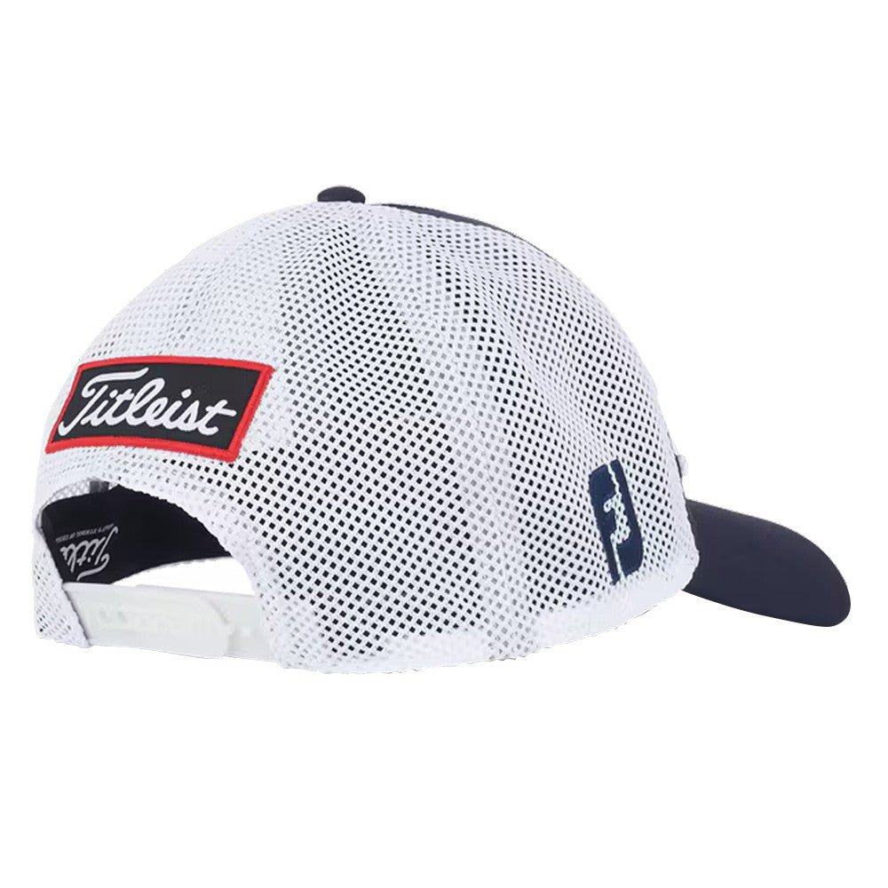 Casquette De Golf Titleist Tour Performance, Mesh Blanc Et Bleu Marine, Ajustable