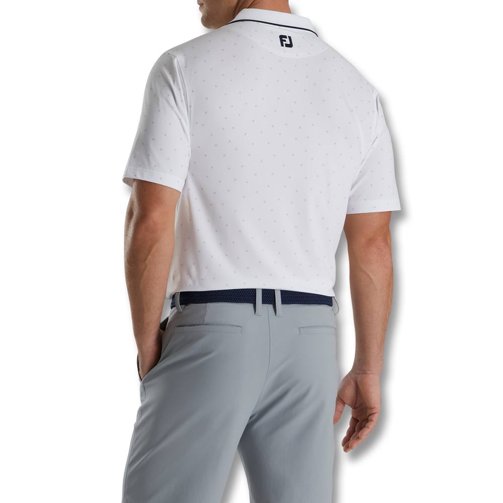 FootJoy Push Play Print Lisle Knit Collar Golf Polo White/Lavender - SS22 Men