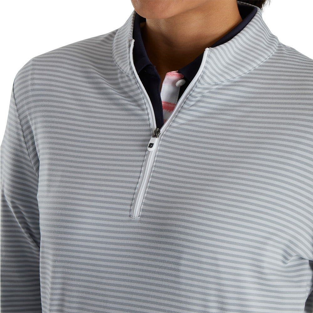 FootJoy Half-Zip Tonal Stripe Midlayer Golf Pullover Gray - FW22 Women