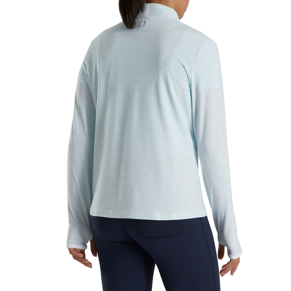 FootJoy Half-Zip Tonal Stripe Midlayer Golf Pullover Sky - FW22 Women