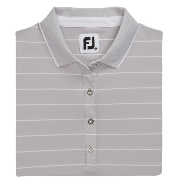 FootJoy Pique Half Sleeve Pinstripe Golf Polo Light Gray Heather - FW22 Women