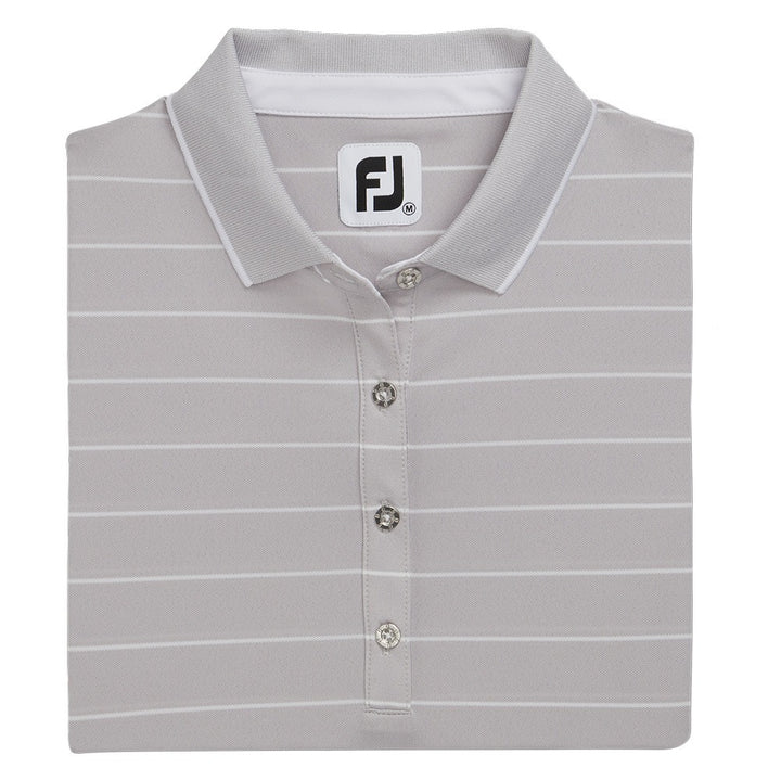 FootJoy Pique Half Sleeve Pinstripe Golf Polo Light Gray Heather - FW22 Women