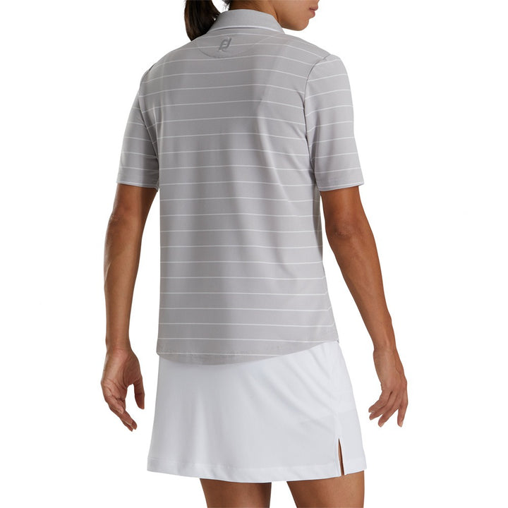 FootJoy Pique Half Sleeve Pinstripe Golf Polo Light Gray Heather - FW22 Women