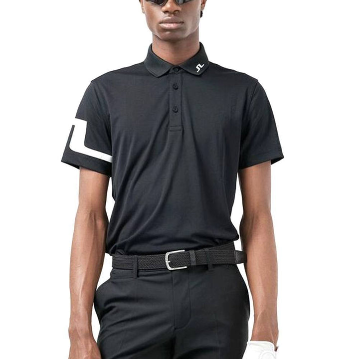 J.Lindeberg Heath Regular Fit Jersey Golf Polo Black - 22 Men
