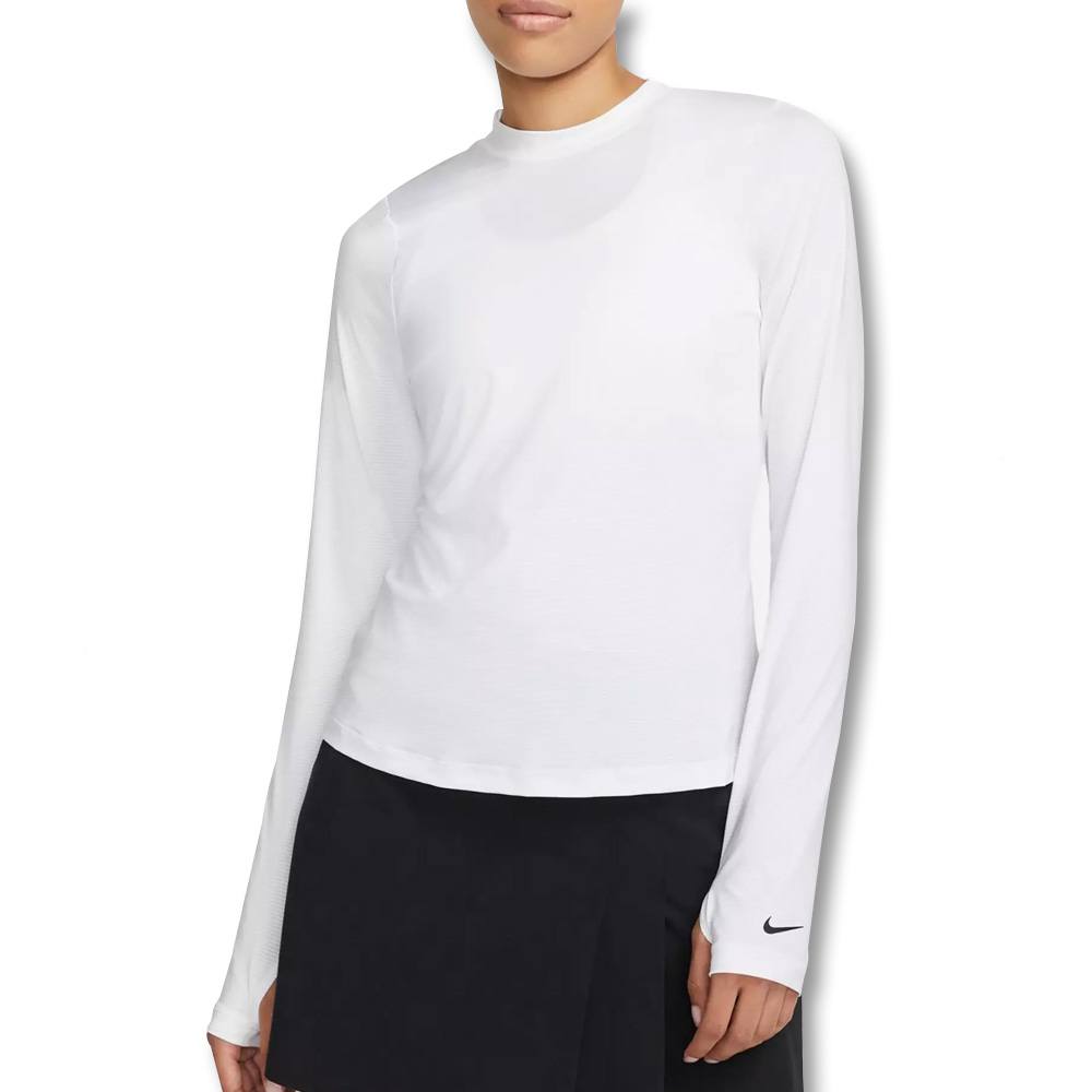 Nike Dri-FIT UV Victory Printed Longsleeve Golf Baselayer White/Black - SU25 Women