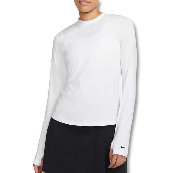 Nike Dri-FIT UV Victory Printed Longsleeve Golf Baselayer White/Black - SU25 Women