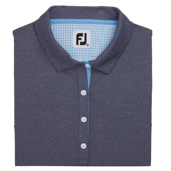 FootJoy Sleeveless Houndstooth Trim Pique Golf Polo Navy Heather - SS22 Women