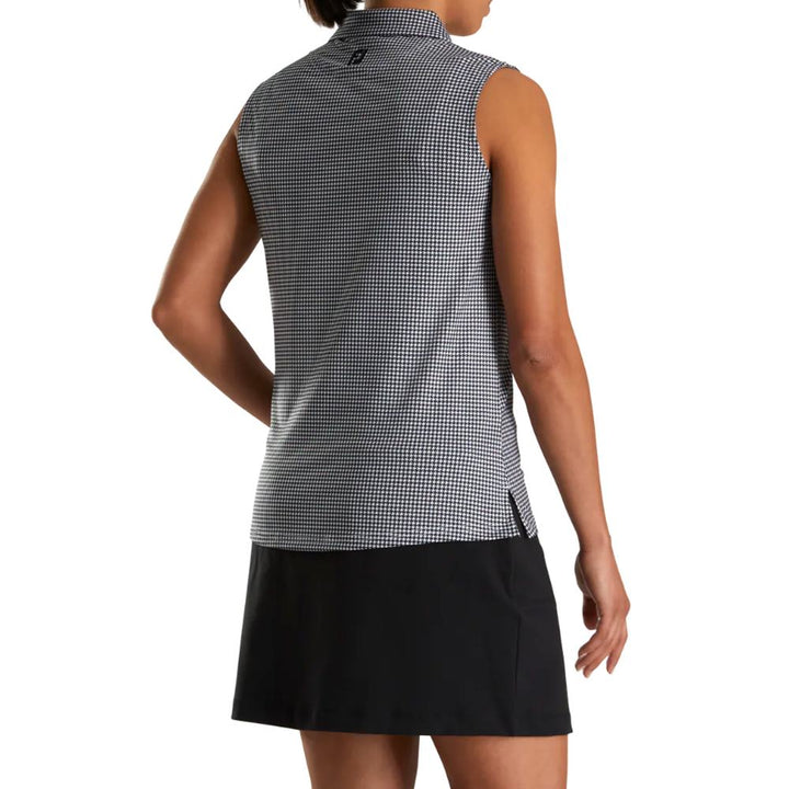 FootJoy Sleeveless Essential Golf Polo Black Houndstooth - SS22 Women