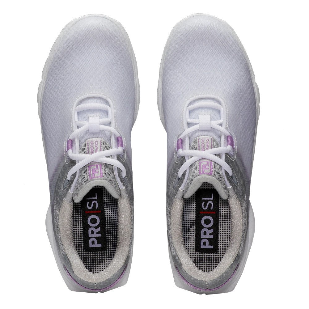 FootJoy Pro SL Sport Laced Spikeless Golf Shoes Previous Season Style White/Gray/Lilac - 23 Women