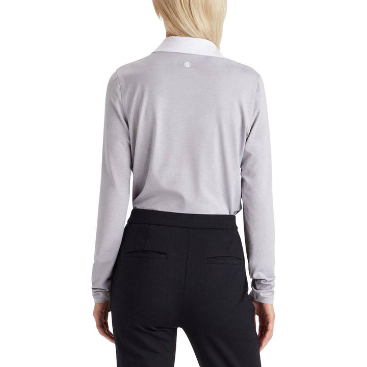 Gfore Multi V Tech Jersey Longsleeve Golf Polo Light Heather Gray - 23 Women