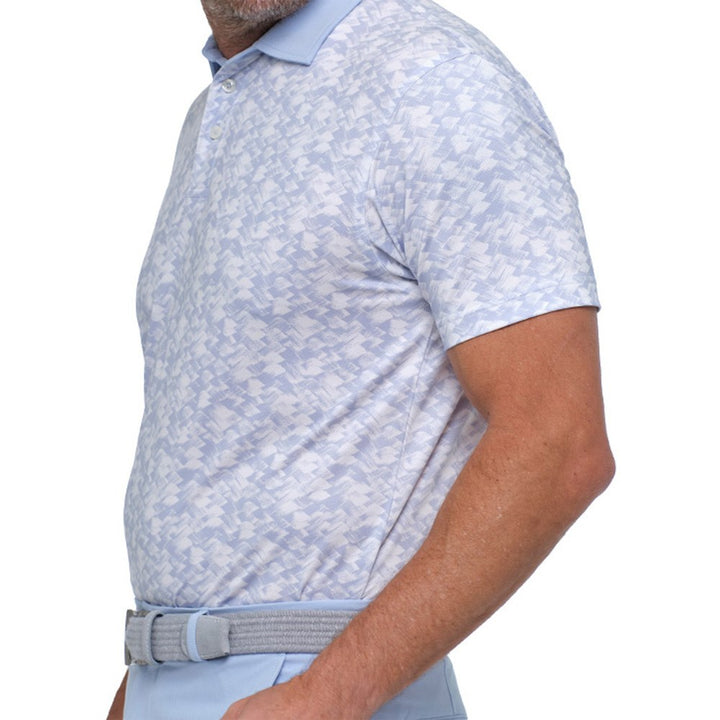 Dunning Golf Donard Ventilated Performance Golf Polo Oxford Blue/White - 23 Men