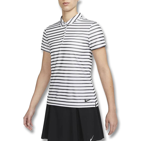 Nike Dri-FIT Victory Striped Golf Polo White/Black - SS23 Women
