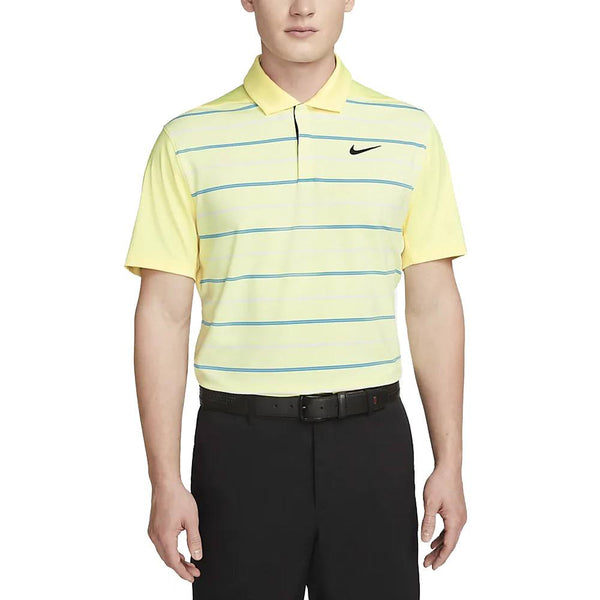 Nike Dri-FIT Tiger Woods Striped Golf Polo Citron Tint/White/Baltic Blue - SS23 Men